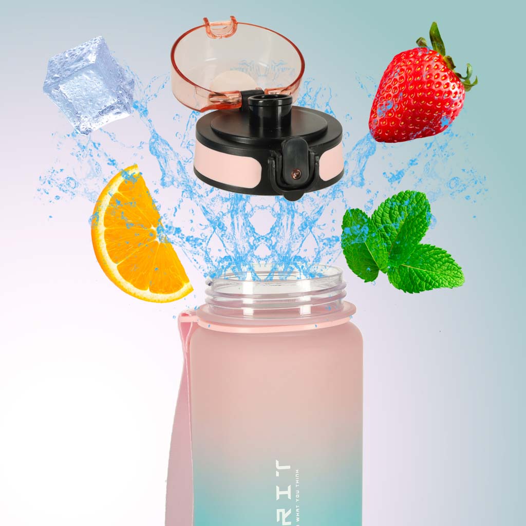Butelka na wodę bidon z ustnikiem sportowy BPA FREE 600ml różowo-niebieski ZESTAW 3 SZTUKI