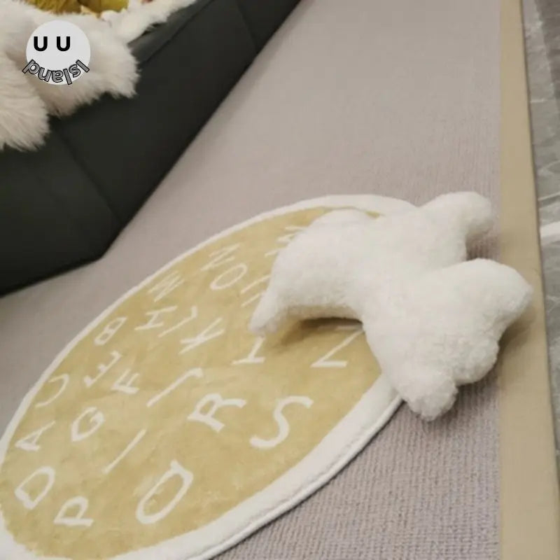 Okrągły puszysty dywan do zabawy dla dzieci z alfabetem, miękkie do sypialni dla dzieci .