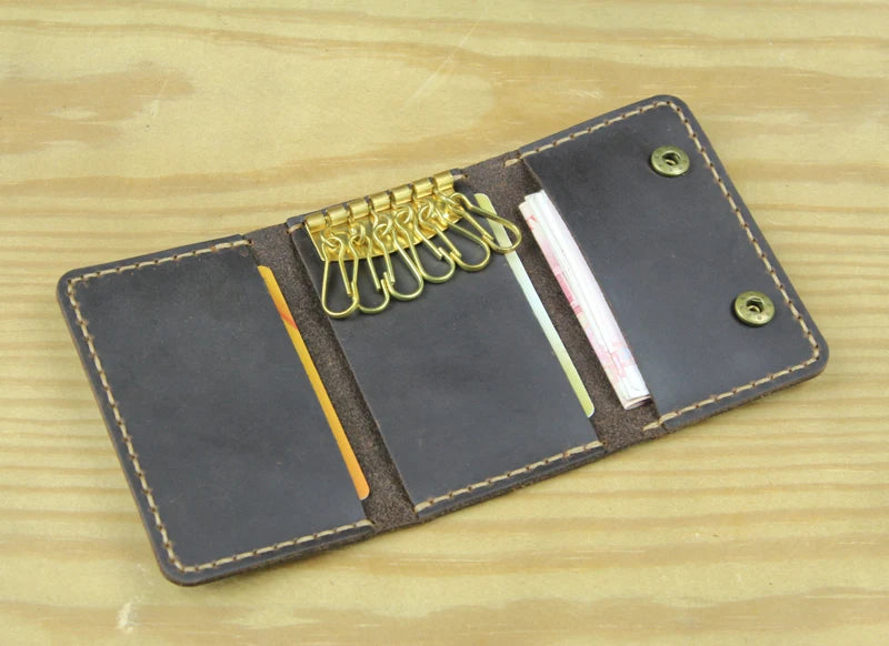 Wysokiej klasy ręcznie robiony męski portfel na klucze ze skóry