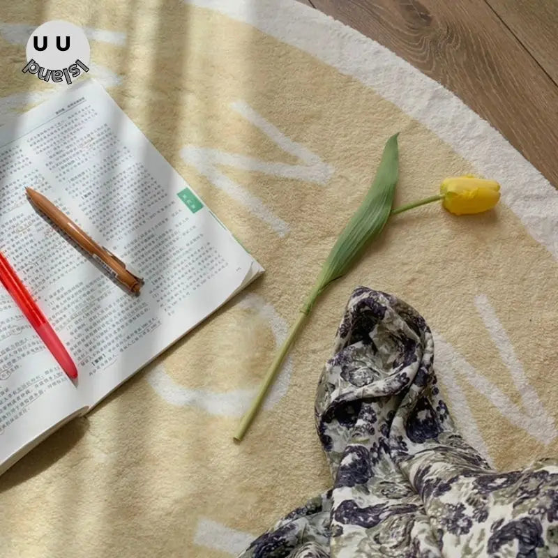 Okrągły puszysty dywan do zabawy dla dzieci z alfabetem, miękkie do sypialni dla dzieci .