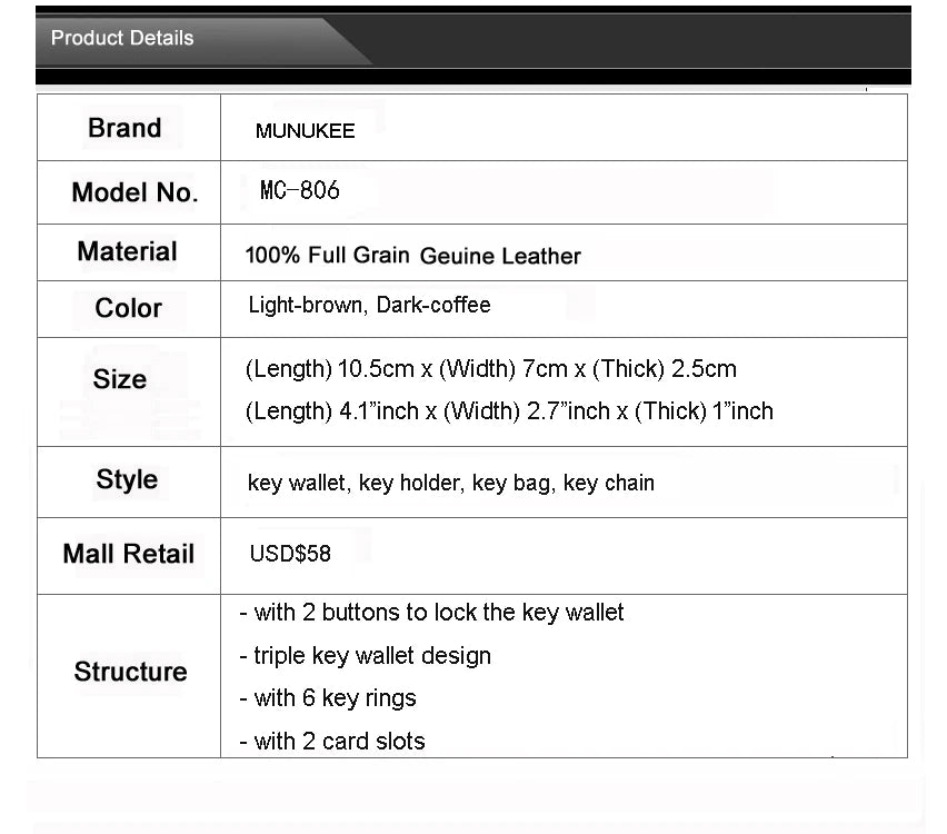 Wysokiej klasy ręcznie robiony męski portfel na klucze ze skóry