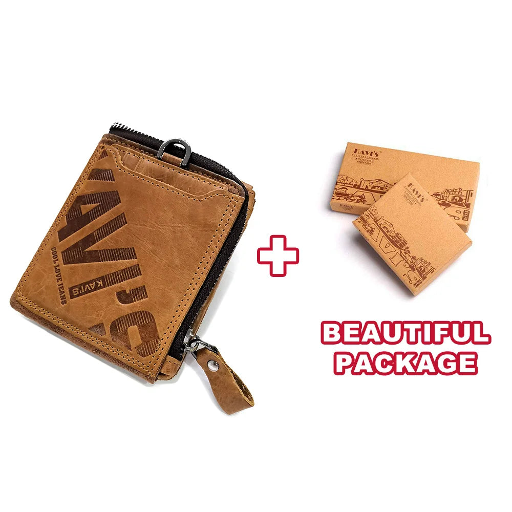 KAVIS Crazy Horse ,skórzane portfele męskie  Vintage Cowboy.