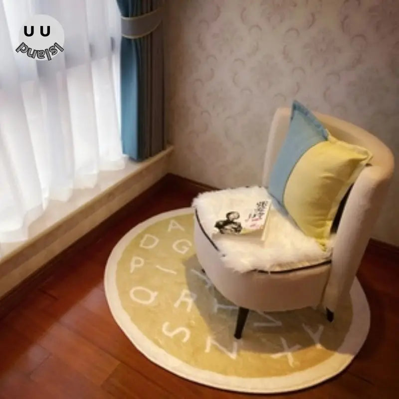 Okrągły puszysty dywan do zabawy dla dzieci z alfabetem, miękkie do sypialni dla dzieci .