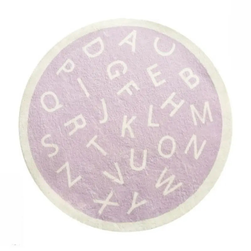 Okrągły puszysty dywan do zabawy dla dzieci z alfabetem, miękkie do sypialni dla dzieci .