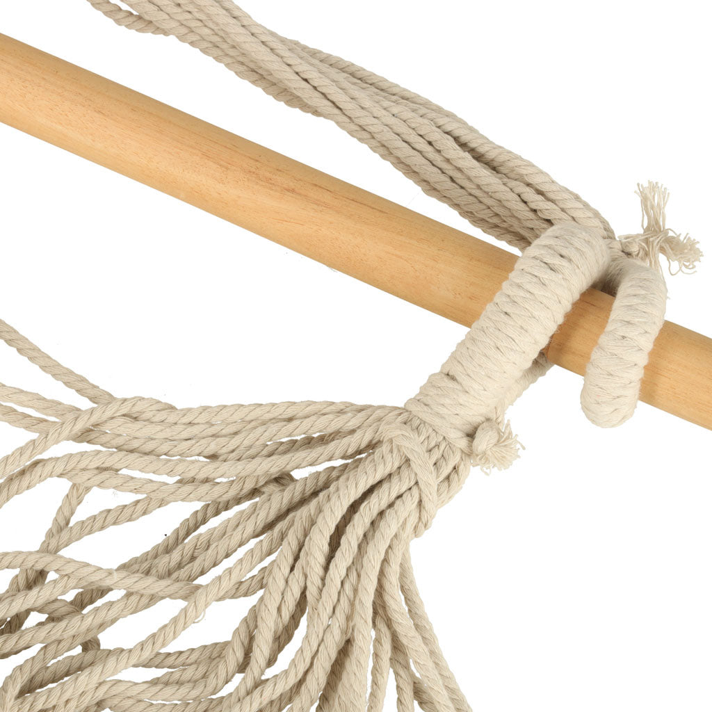 Krzesło brazylijskie z podnóżkiem leżak wiszący huśtawka 130cm beż