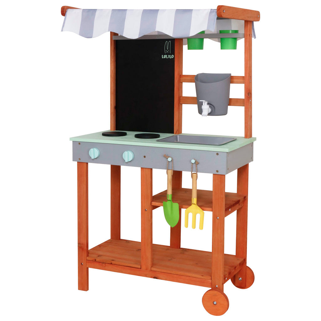 Kuchnia dla dzieci drewniana ogrodowa błotna letnia Lulilo Sableto akcesoria 110,5cm