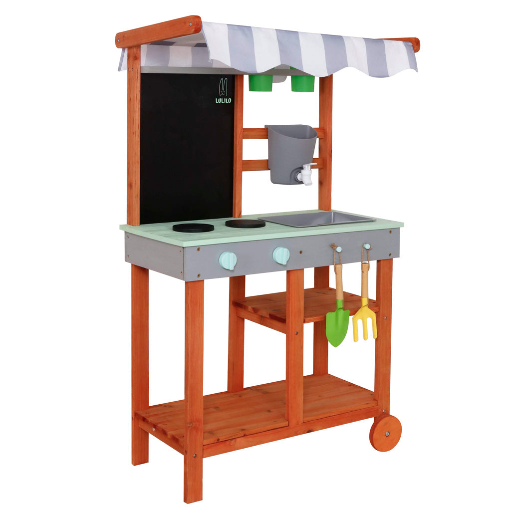 Kuchnia dla dzieci drewniana ogrodowa błotna letnia Lulilo Sableto akcesoria 110,5cm