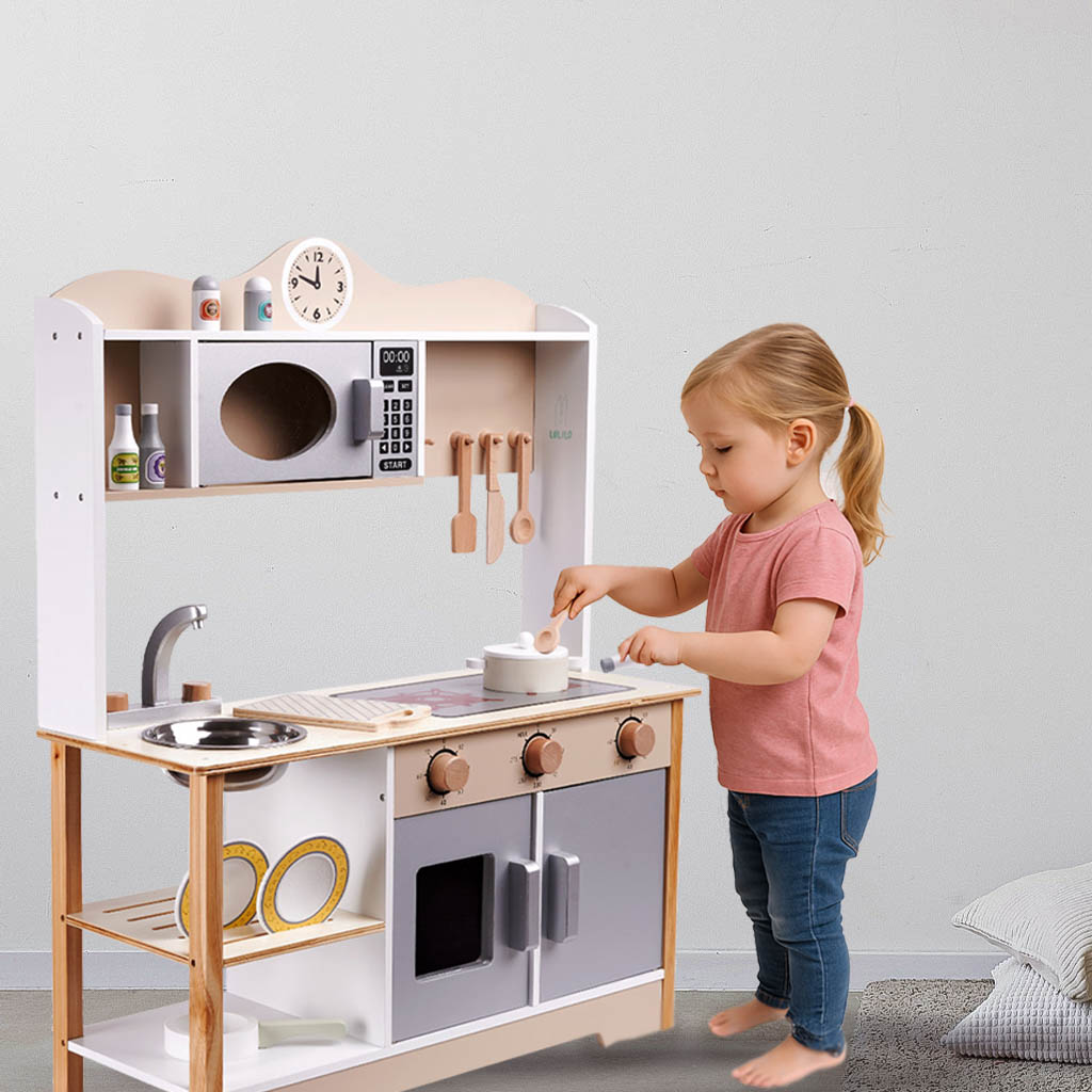 Kuchnia dla dzieci drewniana MDF LULILO KUKETO akcesoria 85cm