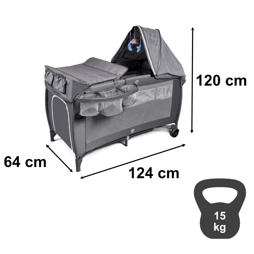 Łóżeczko dziecięce turystyczne składane kojec materac dla dzieci dwupoziomowe przewijak