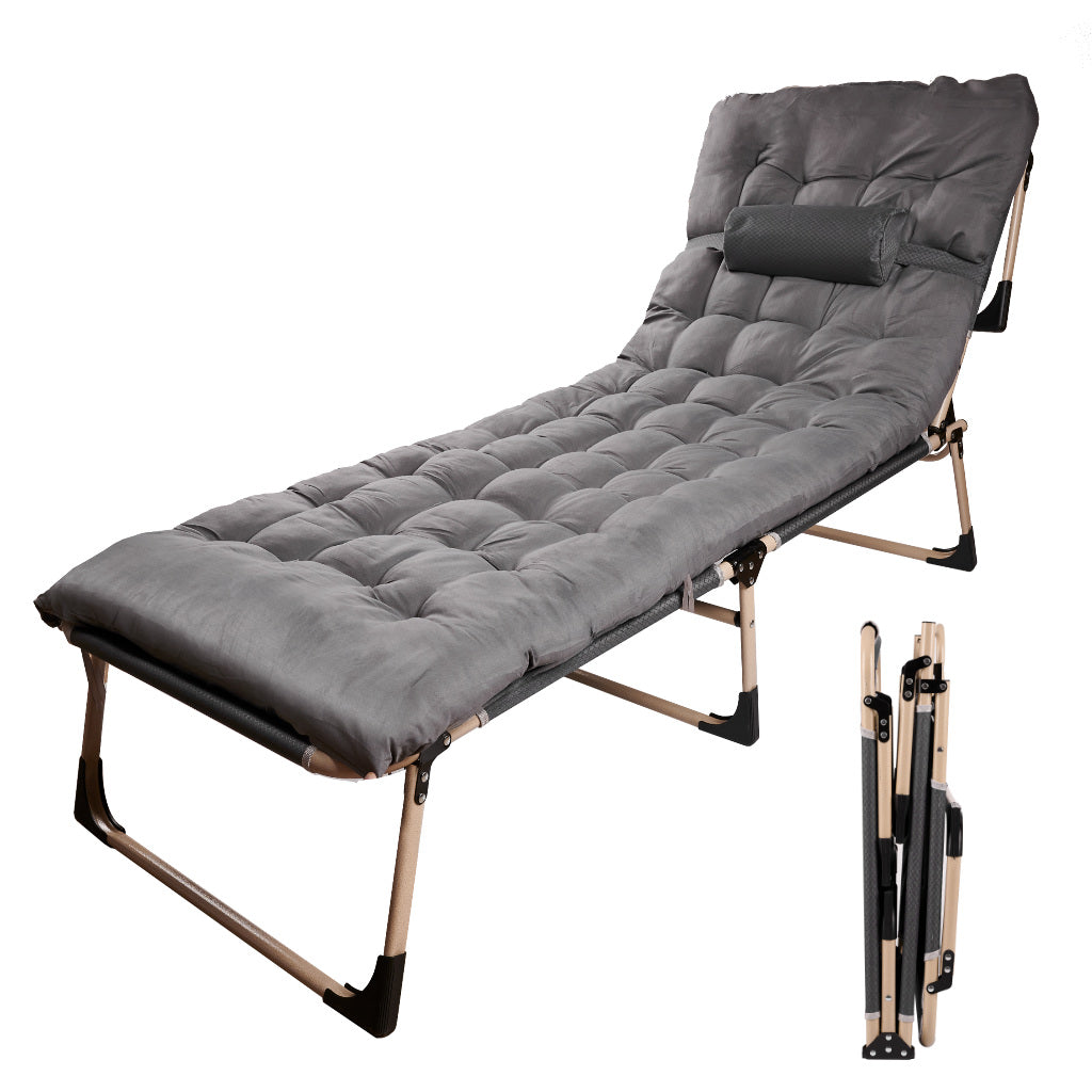 Łóżko polowe LUARO turystyczne składane leżak biznesowy 193 cm jasny szary