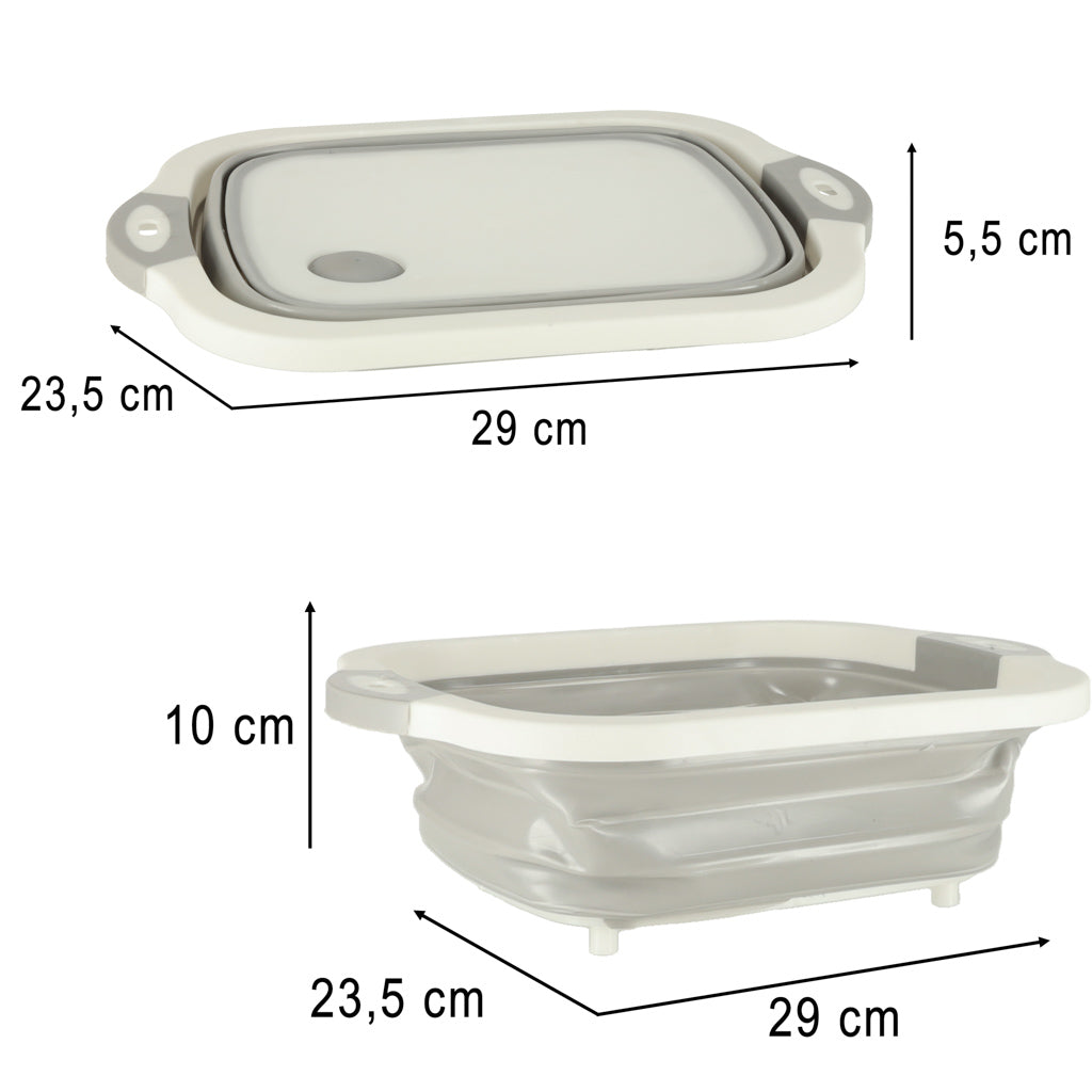 MISKA SKŁADANA SILIKONOWA Z ODPŁYWEM 5,5L - DESKA DO KROJENIA I OCIEKACZ 4W1