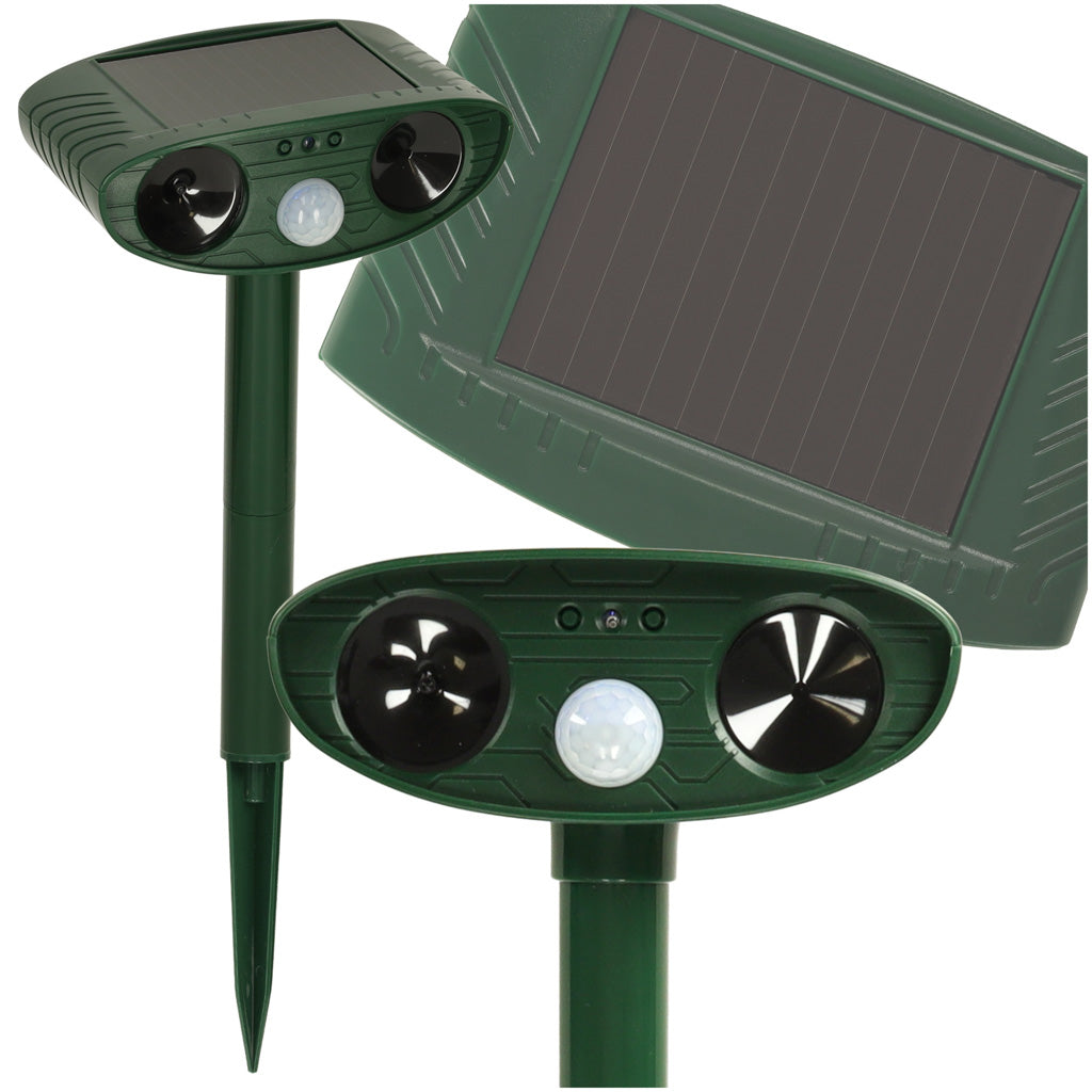 Odstraszacz solarny kretów na gryzonie kuny koty ptaki myszy szczury ultradźwięki czujnik ruchu 2 SZTUKI