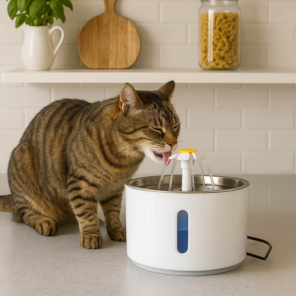 Fontánka na vodu pre psy, mačky a domáce zvieratá, automatická napájačka, LED, USB, 2,4 l, čistiaci filter