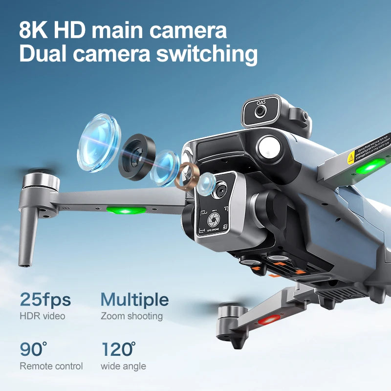 K19 MAX GPS z profesjonalną kamerą 8K, funkcją FPV, systemem omijania przeszkód i dużym ekranem zdalnego sterowania, składany dron
