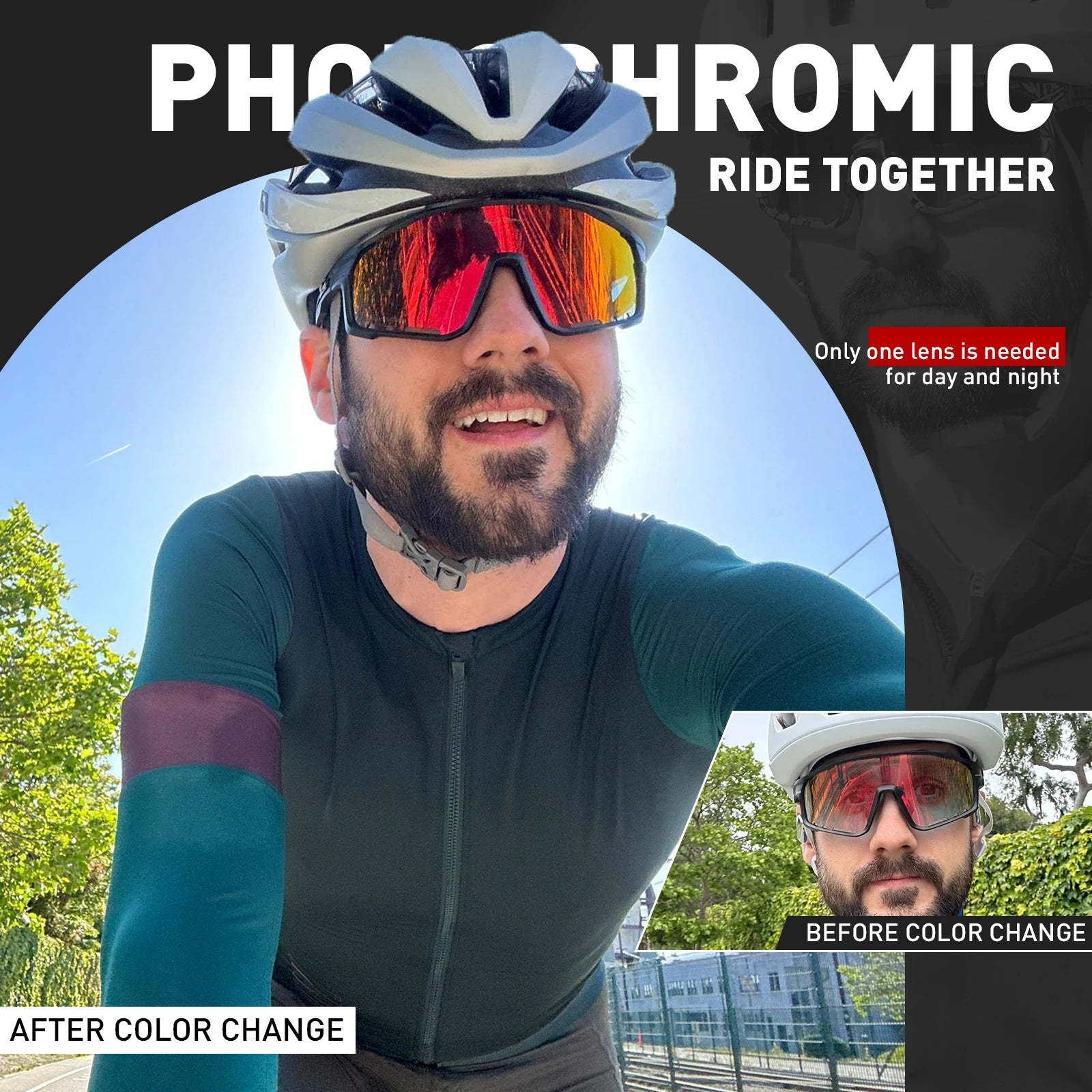 Okulary rowerowe fotochromatyczne męskie/damskie szosowe.