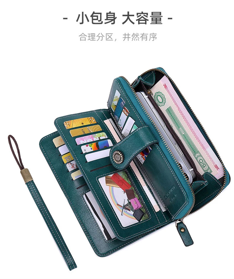 Wysokiej jakości portfel skórzany z zabezpieczeniem RFID.