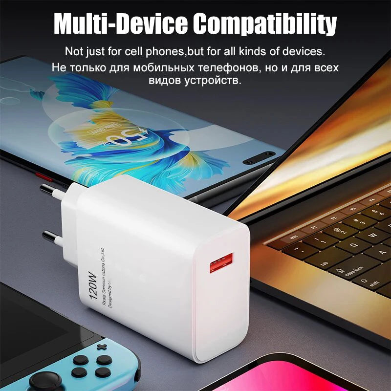 Oryginalna ładowarka Turbo Fast Charge 120 W EU/US Hypercharge Adapter do Xiaomi Redmi Note.
