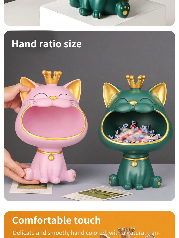 Fortune Crown Big Mouth Cat – lekka, luksusowa rzeźba na prezent.