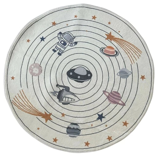 Okrągły puszysty dywan do zabawy dla dzieci z alfabetem, miękkie do sypialni dla dzieci .