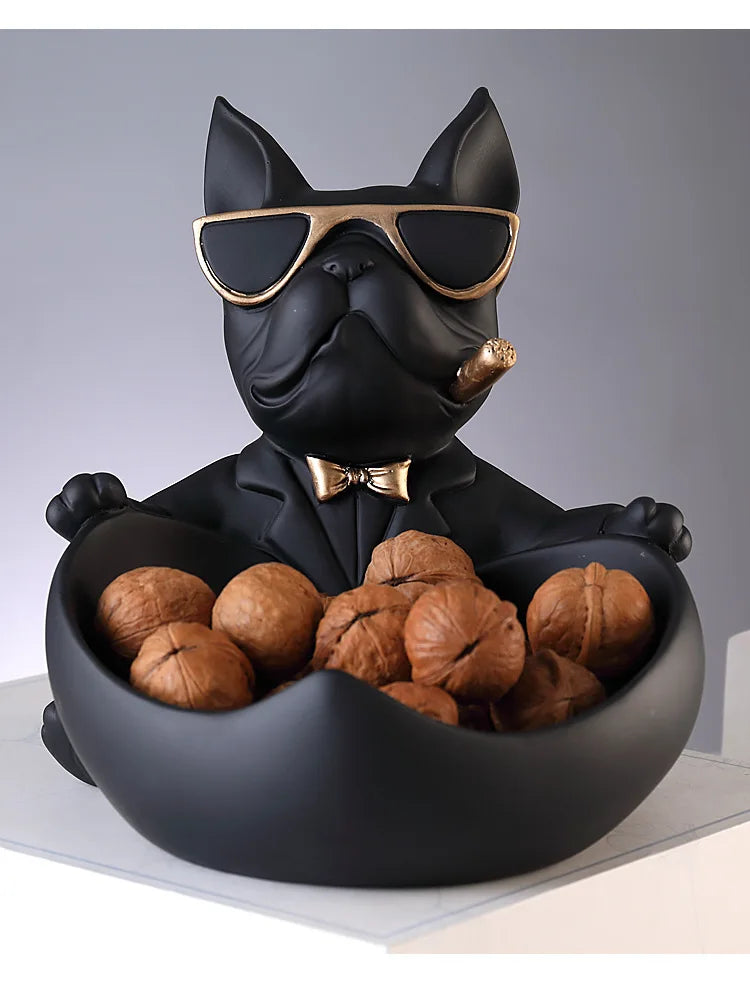 Rzeźba z żywicy przedstawiająca buldoga francuskiego, statuetka psa,skarbonka, dekoracja do domu