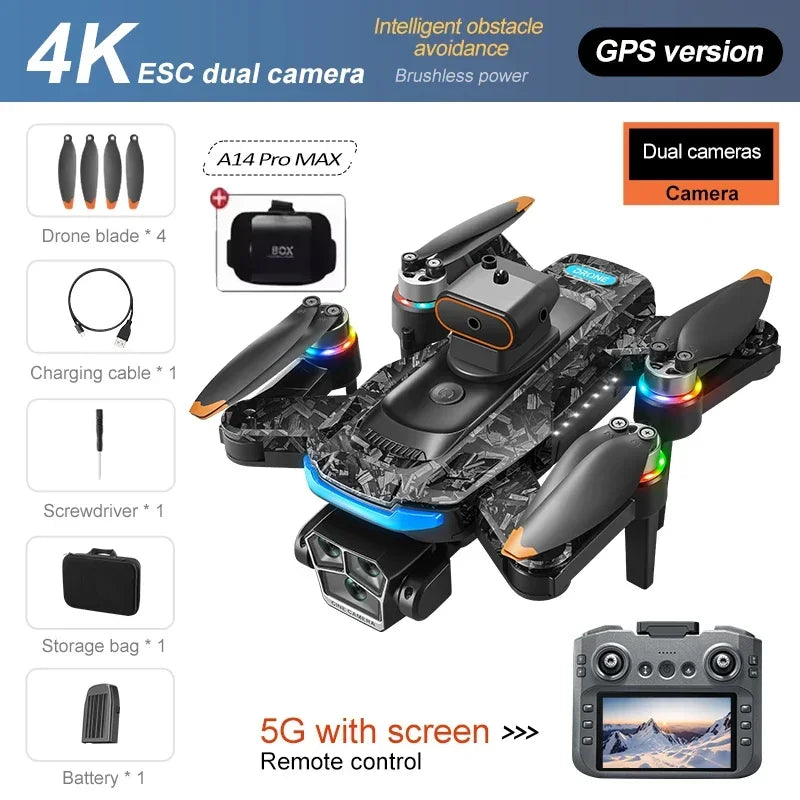 Max Drone 8K HD Trzy kamery GPS Bezszczotkowy napęd Optyczny system unikania przeszkód Duży ekran 4,5 cala