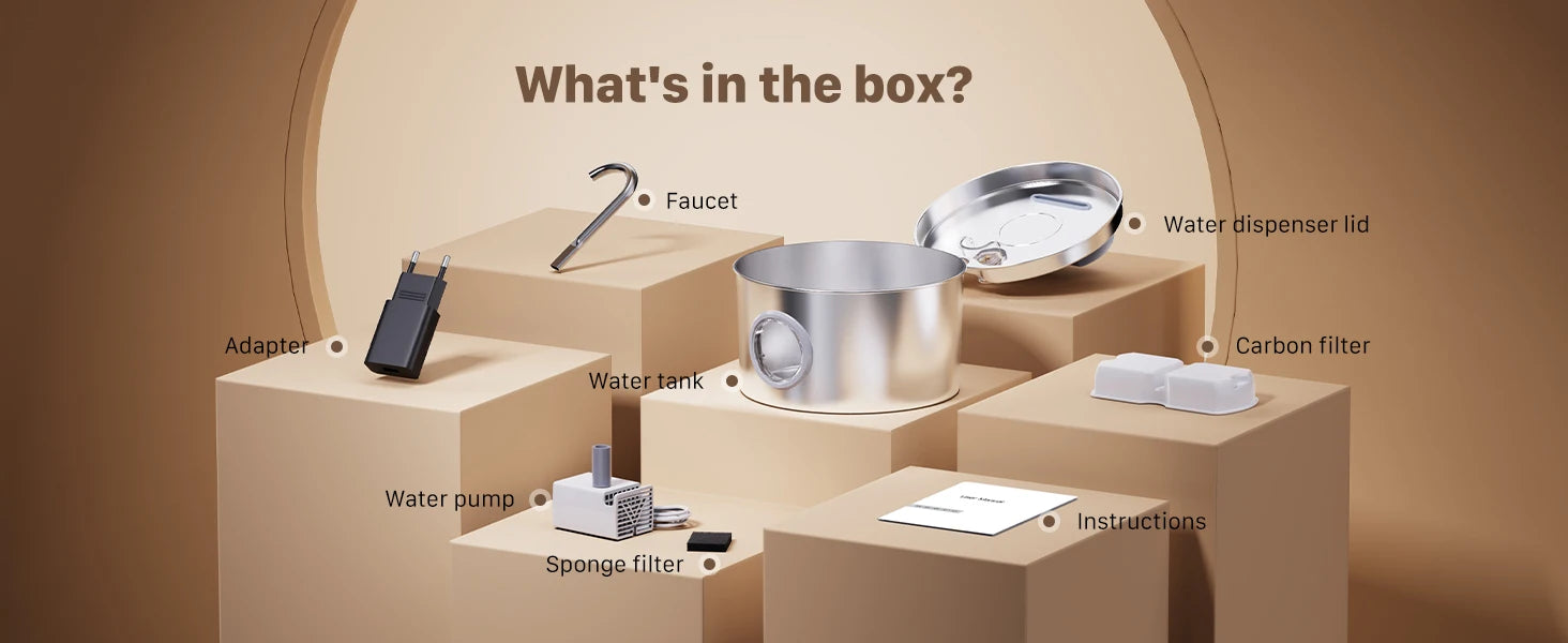 Fontanna dla kotów Fontanna ze stali nierdzewnej.