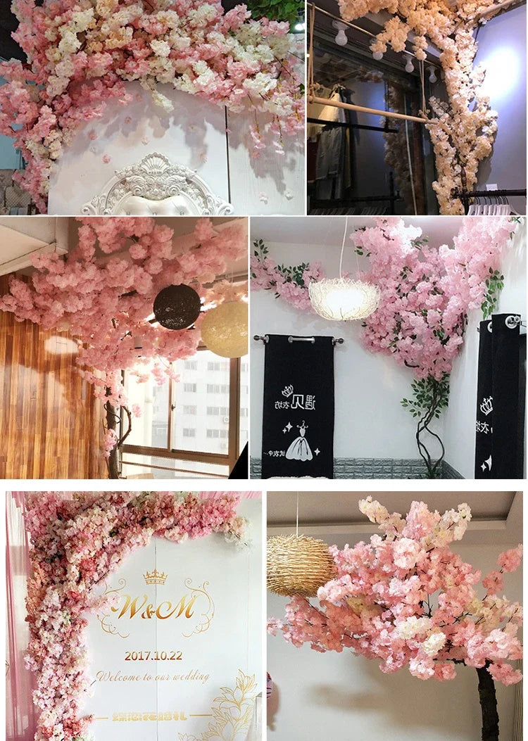 5 sztuk sztucznych gałęzi wiśniowych Sakura z jedwabiu DIY .Domowa dekoracja salonu