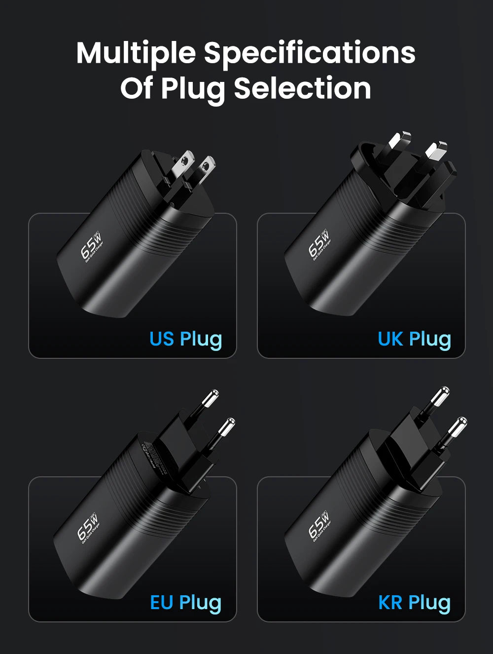Ładowarka ASOMETECH GaN USB typu C 65 W 45 W PPS PD QC4.0 Szybka ładowarka do laptopów Macbook, tabletów iPad, iPhone'ów 16 i Samsung S23 Ultra