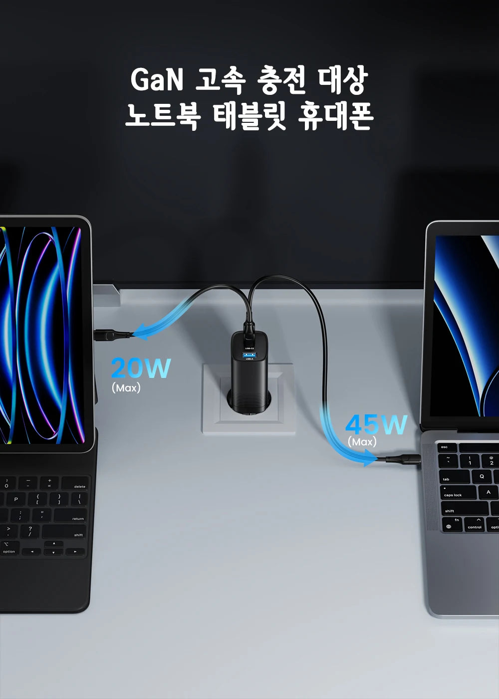 Ładowarka ASOMETECH GaN USB typu C 65 W 45 W PPS PD QC4.0 Szybka ładowarka do laptopów Macbook, tabletów iPad, iPhone'ów 16 i Samsung S23 Ultra