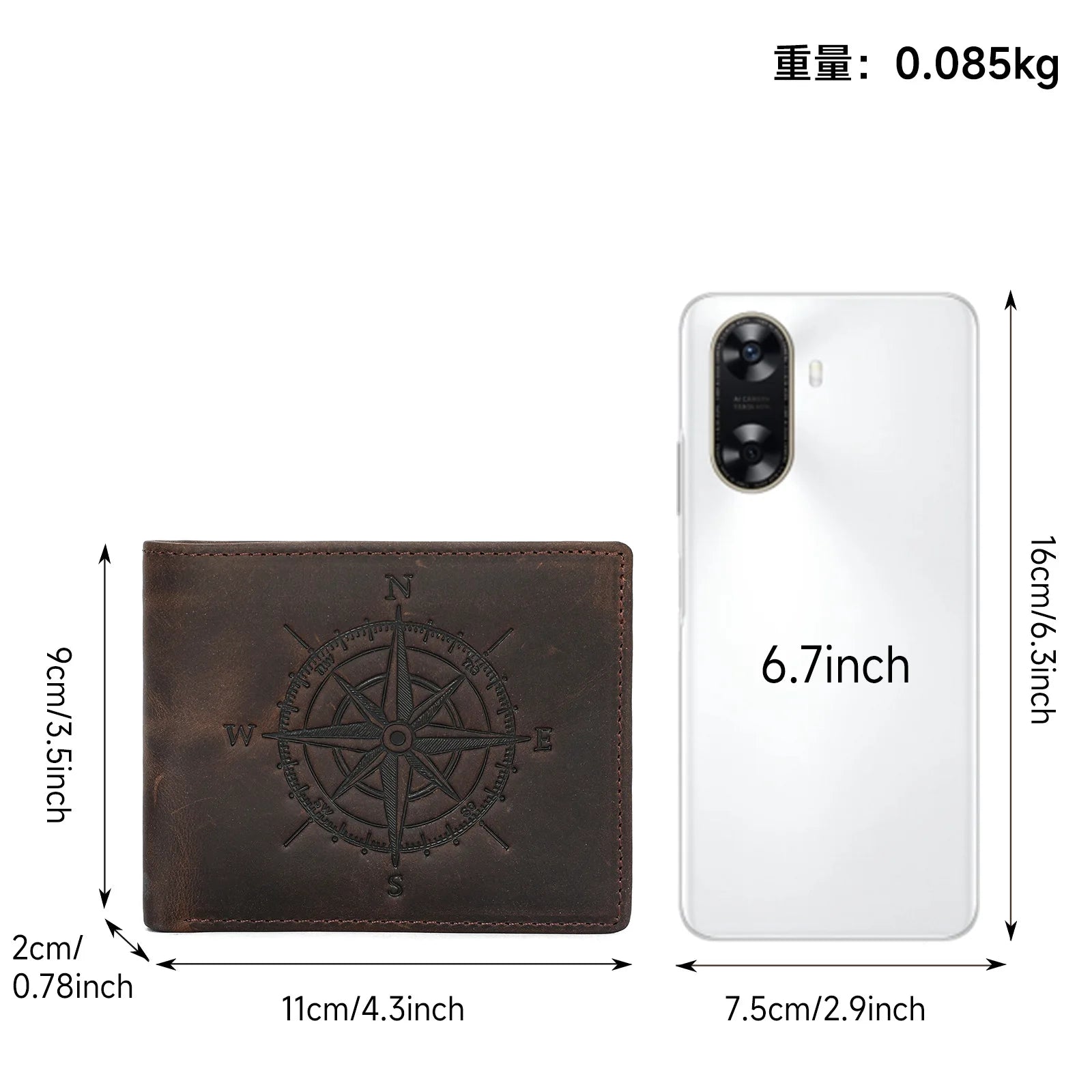 Męski portfel ze skóry Crazy Horse chipem antykradzieżowym.