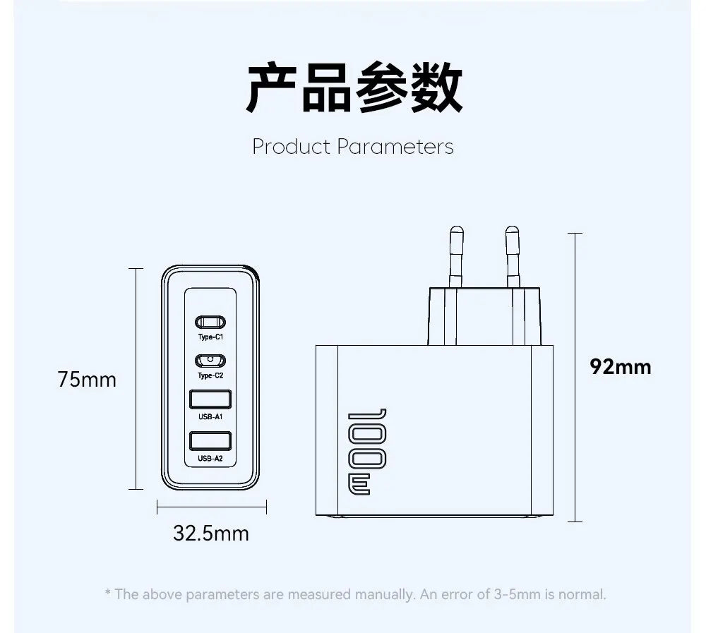 Nabíjačka Essager 100W GaN USB typu C PD QC Quick Charge 4.0 3.0 typu C rýchle nabíjanie pre iPhone 14 13 12 Xiaomi Macbook