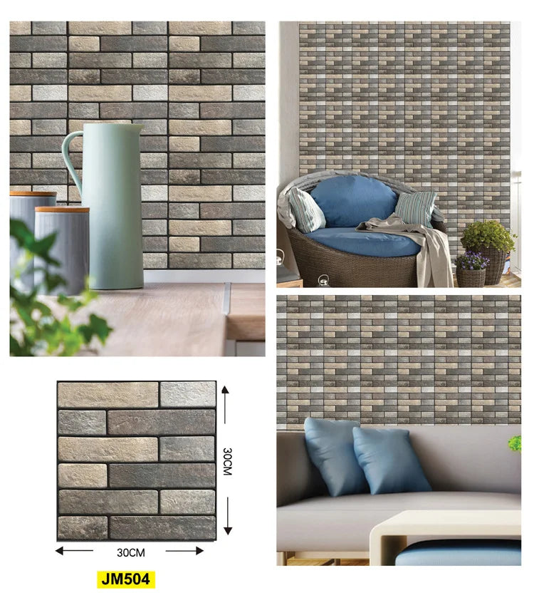 10 sztuk samoprzylepnych tapet 3D z motywem cegły i drewna – naklejki ścienne typu „peel and stick”, wodoodporne, do salonu, sypialni, łazienki