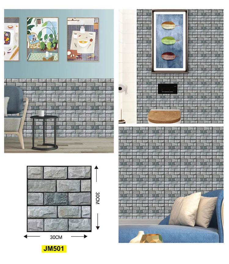 10 sztuk samoprzylepnych tapet 3D z motywem cegły i drewna – naklejki ścienne typu „peel and stick”, wodoodporne, do salonu, sypialni, łazienki