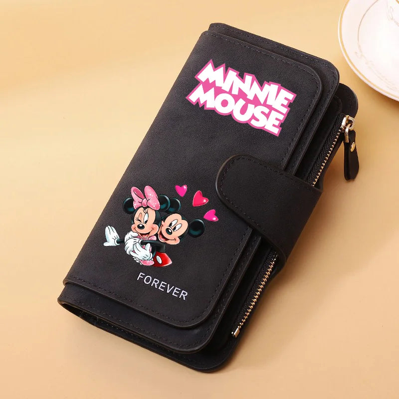 Portfel damski z długim zamkiem błyskawicznym i klamrą, skóra