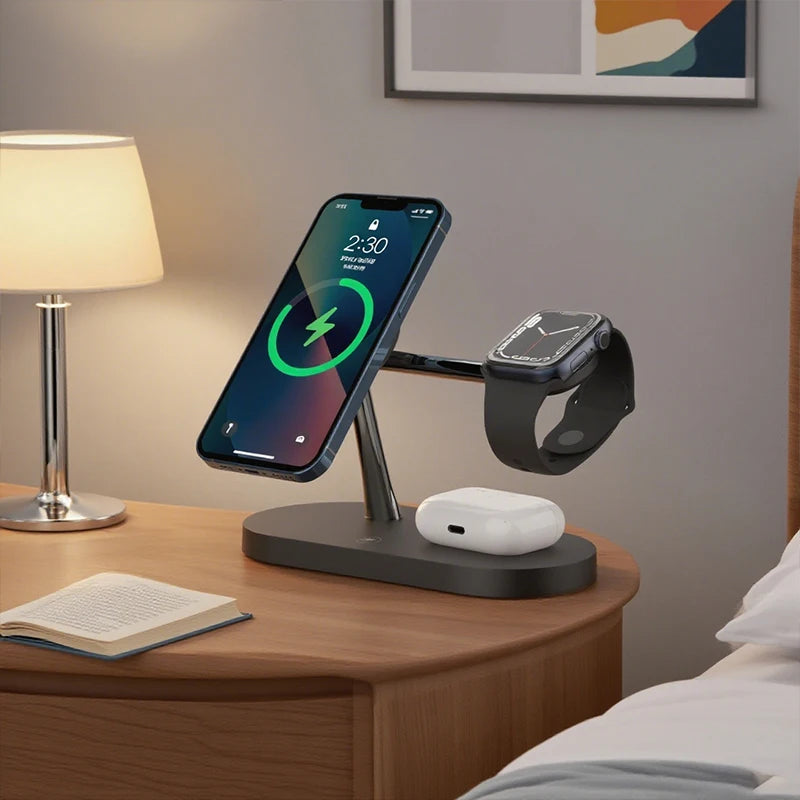 Bezprzewodowa ładowarka 3 w 1 dla iPhone'a 12/13/14/15/16/17 Szybka stacja ładująca dla Apple Watch 10 9 8 7 6 5 4 Airpods 2 3 Pro