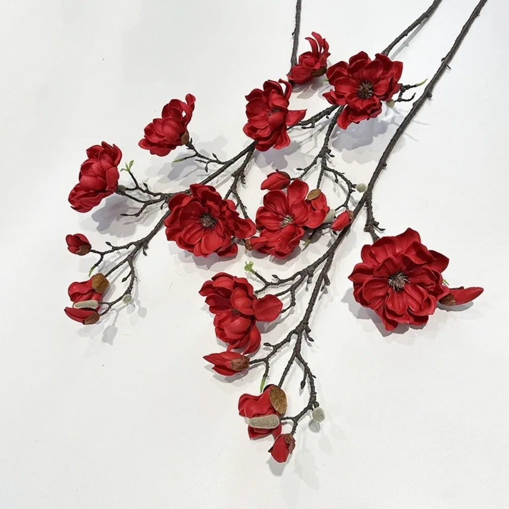 Sztuczna gałąź magnolii. Realistyczne sztuczne kwiaty orchidei EVA