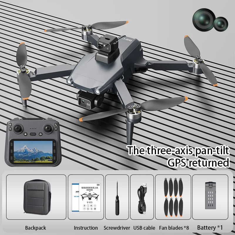 Nowy profesjonalny dron L600 Pro Max z kamerą 8K, 3-osiowym gimbalem, Wi-Fi, funkcją omijania przeszkód 360°, dużym ekranem FPV i bezszczotkowym silnikiem RC.
