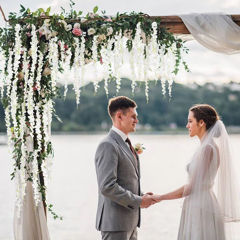 36 sztuk sztucznych kwiatów glicynii wisząca girlanda do dekoracji ścian na zewnątrz i w ogrodzie