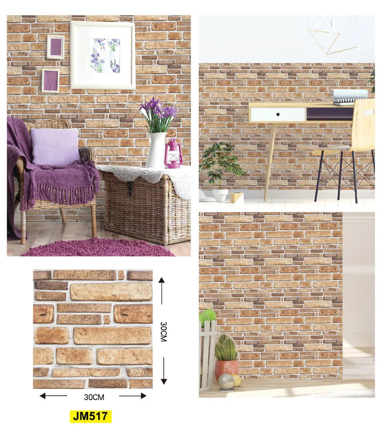 10 sztuk samoprzylepnych tapet 3D z motywem cegły i drewna – naklejki ścienne typu „peel and stick”, wodoodporne, do salonu, sypialni, łazienki