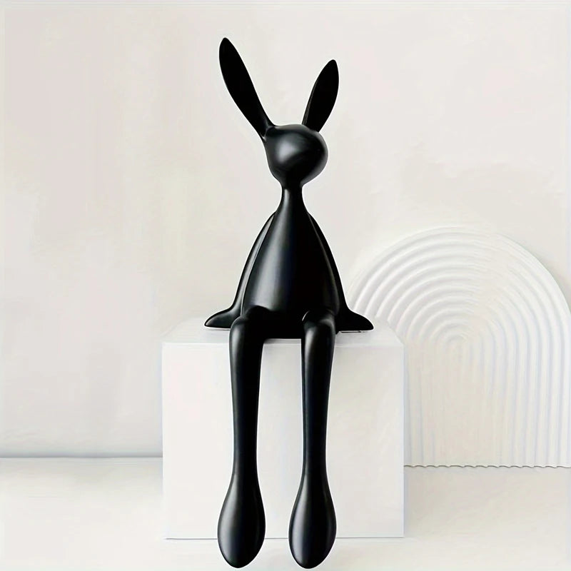 Figurki siedzących królików, urocze figurki królików na biurko Rzeźby sztuki współczesnej do domu.