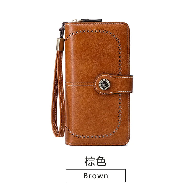 Wysokiej jakości portfel skórzany z zabezpieczeniem RFID.