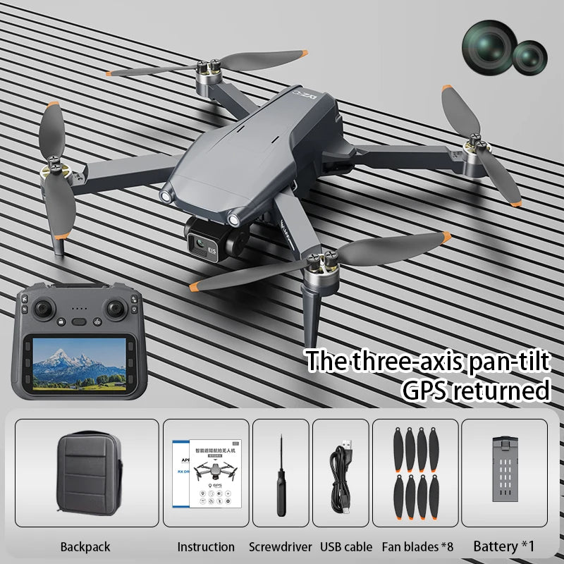 Nowy profesjonalny dron L600 Pro Max z kamerą 8K, 3-osiowym gimbalem, Wi-Fi, funkcją omijania przeszkód 360°, dużym ekranem FPV i bezszczotkowym silnikiem RC.