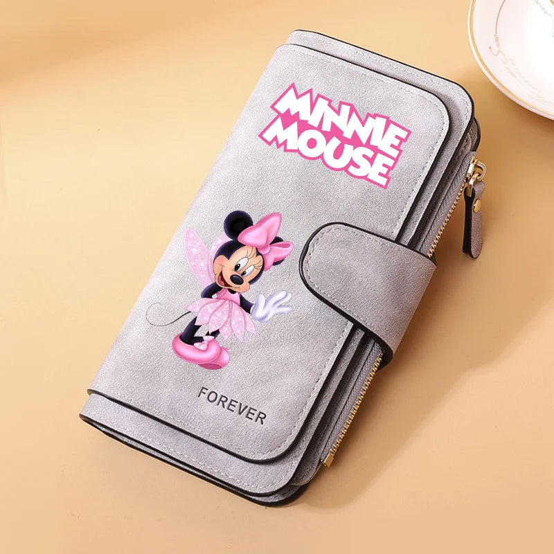 Portfel damski z długim zamkiem błyskawicznym i klamrą, skóra