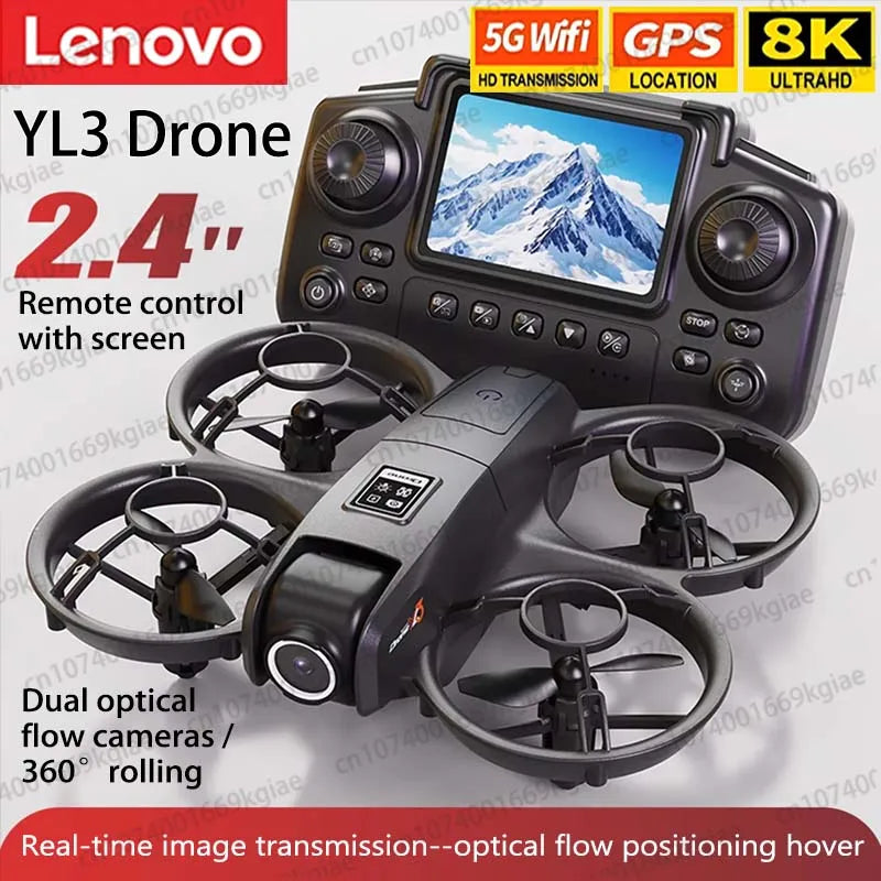Lenovo YL3 HD Dron z podwójną kamerą do fotografii lotniczej 5G WIFI Silnik bezszczotkowy Zdalne sterowanie Optyczny przepływ Hover UAV Zabawka