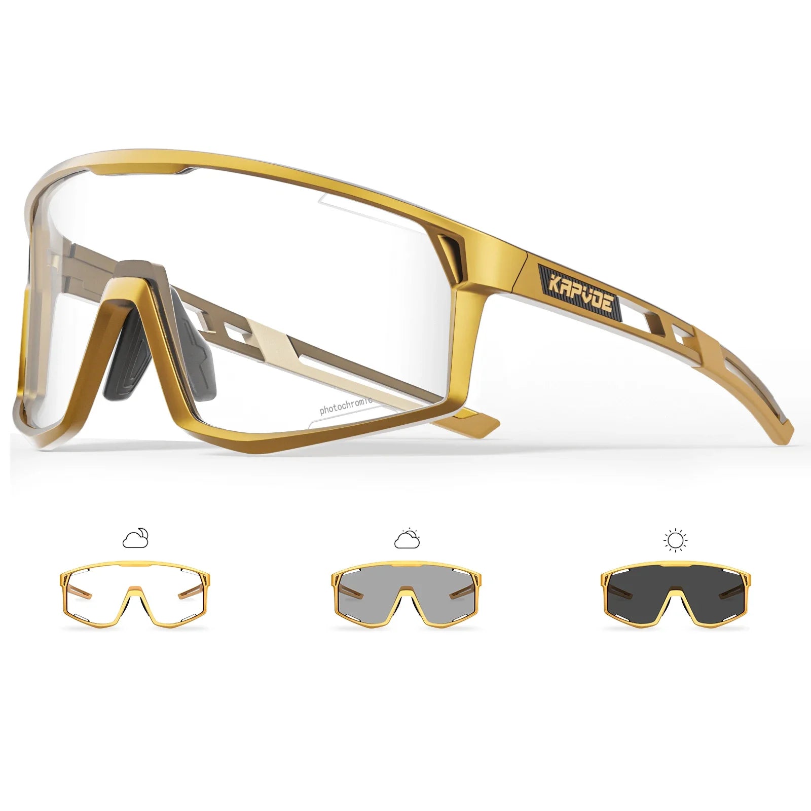 Okulary rowerowe KAPVOE fotochromowe UV400. Szosowe.