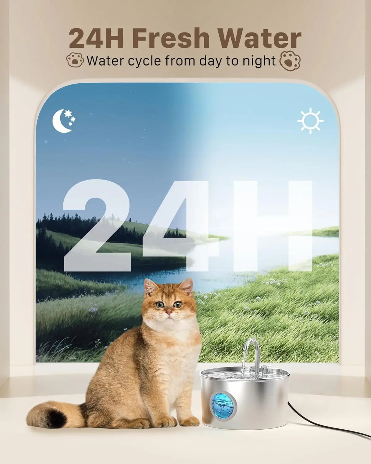 Fontanna dla kotów Fontanna ze stali nierdzewnej.