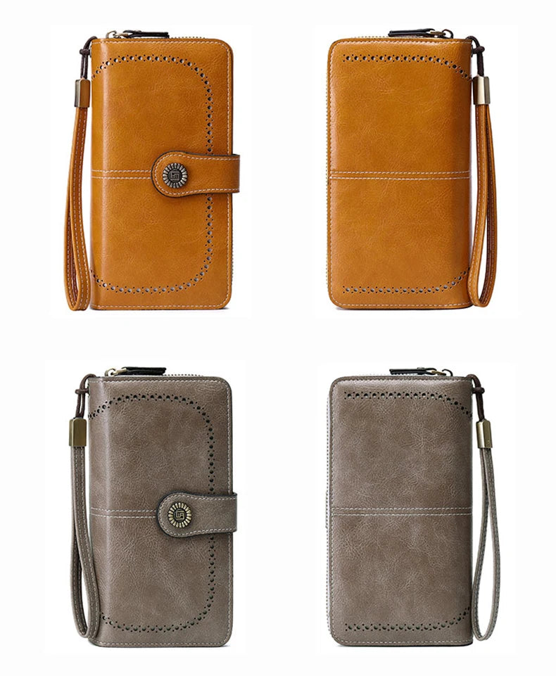 Wysokiej jakości portfel skórzany z zabezpieczeniem RFID.