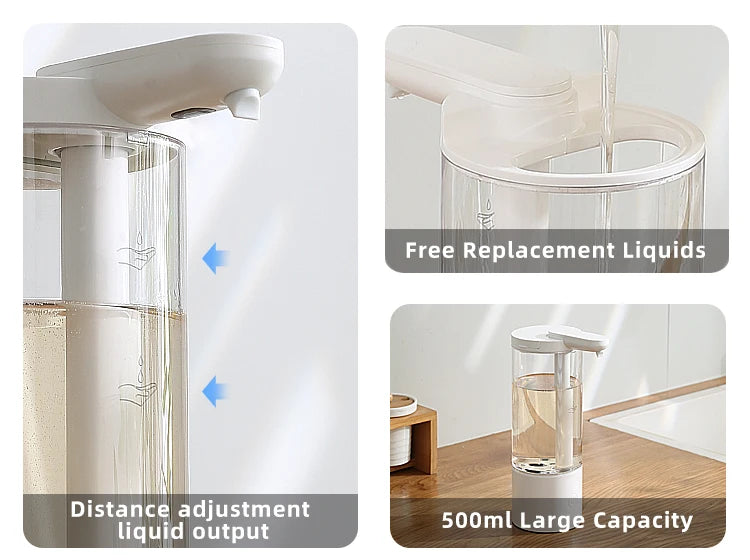 Automatický dávkovač tekutého mydla, nabíjateľný bezdotykový dávkovač pracieho prostriedku s USB.