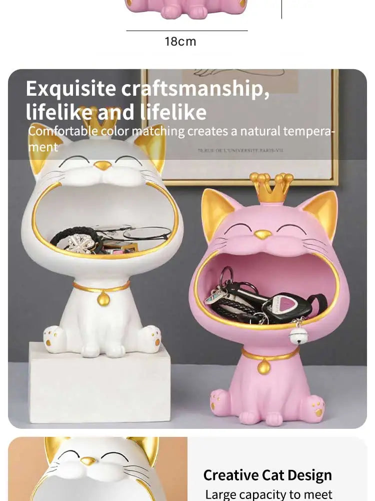 Fortune Crown Big Mouth Cat – lekka, luksusowa rzeźba na prezent.