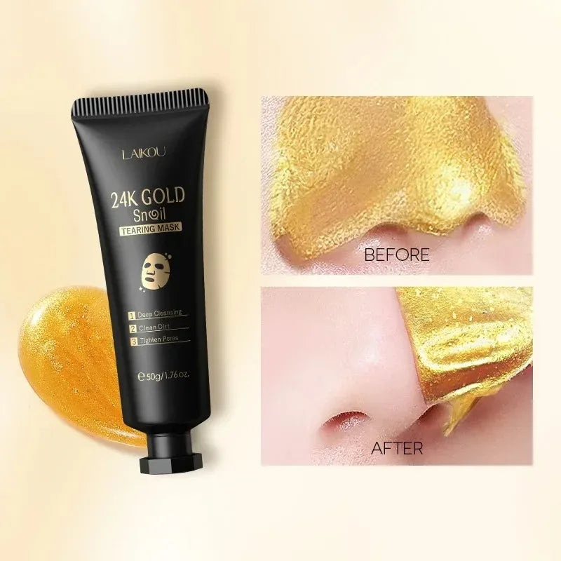 LAIKOU 24K Złota maseczka kolagenowa ze śluzem ślimaka Peeling.